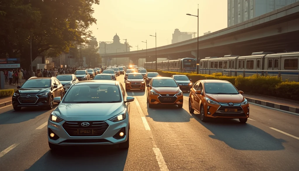 A busy Delhi NCR morning commute scene