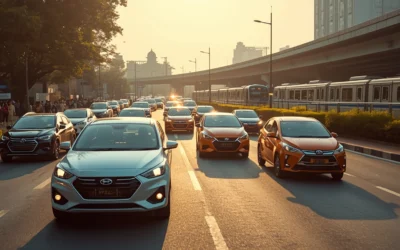 A busy Delhi NCR morning commute scene