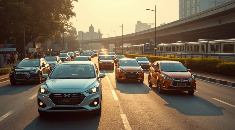 A busy Delhi NCR morning commute scene