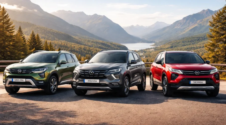 Duster in Mountain Jade Green, Creta in Titan Grey, Sierra in Bengal Rouge