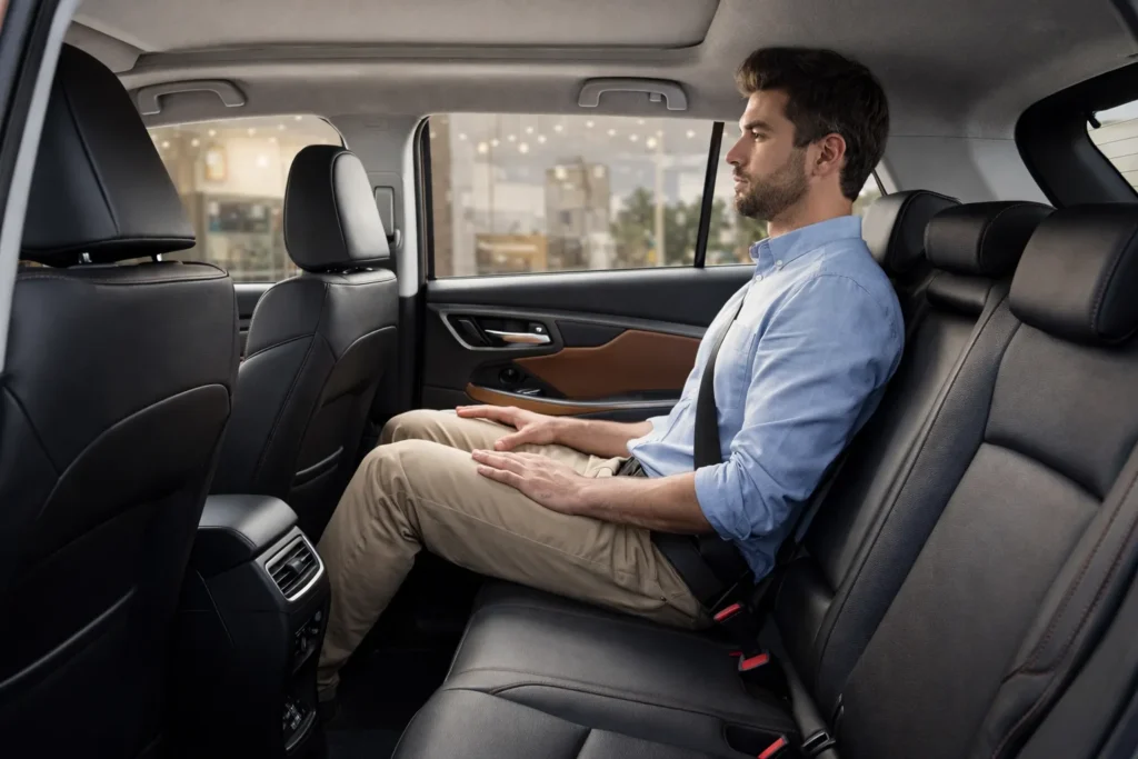 Rear seat shot showing legroom and headroom perspective